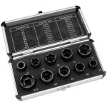 Lot de 10 extracteurs d'�crous � choc pour enlever les boulons, �crous et vis endommag�s, rouill�s, arrondis ...