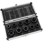 Lot de 10 extracteurs d'crous  choc pour enlever les boulons, crous et vis endommags, rouills, arrondis ...