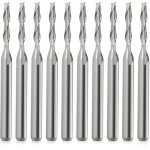 Lot de 10 fraises cnc, tige 1 / 8', tête plate, en métal dur, flûte à double flûte 3, 175 mm, spirale, ... Lot de 10 fraises cnc, tige 1 / 8', tête plate, en métal dur, flûte à double flûte 3, 175 mm, spirale, ...
