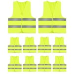 Lot de 10 gilets jaunes de s�curit� r�fl�chissants haute visibilit�, gilet jaune adulte et enfant, g ...