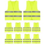 Lot de 10 gilets jaunes de s�curit� r�fl�chissants haute visibilit�, gilet jaune adulte et enfant, g ...
