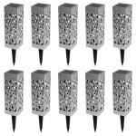 Idmarket ? lot de 10 lampes solaires ext�rieures ? structure en plastique ? �clairage led blanc ? dimensions ...