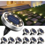 Lot de 10 lampe solaire au sol, 8 led jardin exterieur solaire etanche ip65 lumiere solaire, spot solaire ...