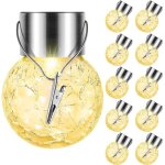 Lot de 10 lampes solaires � suspendre pour ext�rieur, boule d�corative en verre fissur�, �clairage globe ...