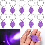 Lot de 10 mini porte - cl�s lumineux 395 uv - petite lampe de poche - lampe de poche avec pince en m�tal ...
