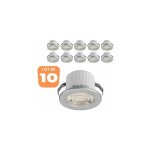 Braytron - lot de 10 minis spots led rond argent 3w 6500k ip54