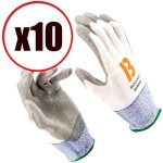 Lot de 10 paires de gants de travail en pu tricot anti coupure vertigo pu3 en388