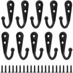 Lot de 10 patères rétro en métal noir, à visser, style vintage, pour peignoirs, étagères, tiroirs, armoires, ... Lot de 10 patères rétro en métal noir, à visser, style vintage, pour peignoirs, étagères, tiroirs, armoires, ...