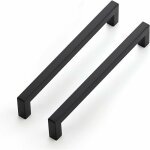 Lot de 10 poign�es de meuble noires de 192 mm pour armoires de cuisine, poign�es de tiroir en acier inoxydable ...