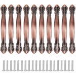Lot de 10 poign�es meubles vintage poign�es sculpt�es pour armoire tiroir contient vis bronze rouge - ...