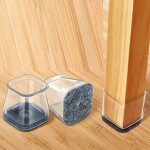 Lot de 10 prot�ge - pieds de chaise rectangulaires en silicone transparent avec patins en feutre (diam�tre ...