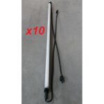 Lot de 10 reglettes fluo 1x36w noire 1200m tube t8 4000k ballast 230v connecteurs 3p ip20 + protection ...