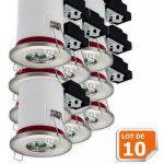 Lampesecoenergie ? lot de 10 spots encastrables �tanches ip65 en inox 87mm ? douille gu10 avec ampoule ...