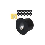 Horoz electric - lot de 10 spots led muraux rond noir 3w 4000k
