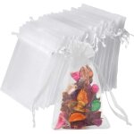 Lot de 100 blanc sachets en organza, 10 15 cm, petits sacs cadeaux avec cordon de serrage - pour mariage, ...