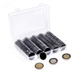 Lot de 100 capsules pour pi�ces de monnaie de 30 mm, noonedibs, avec mousse de protection en 5 tailles ...
