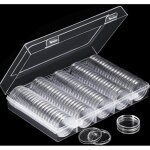Lot de 100 capsules transparentes pour pi�ces de monnaie de 30 mm, bo�te de rangement transparente pour ...