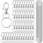 Lot de 100 crochets porte - cl�s avec anneau, fermoirs mousquetons pivotants en m�tal, pour porte - cl�s, ...