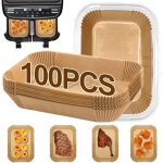 Lot de 100 doublures de friteuse � air pour friteuse ninja dual air, doublures en papier parchemin j