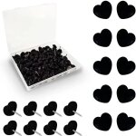 Lot de 100 punaises noires en forme de c?ur avec pointe en acier pour photos et murs