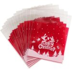 Lot de 100 sachets de no�l transparents en plastique auto - adh�sifs pour bonbons, biscuits, f�tes de ...