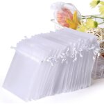 Lot de 100 sachets en organza blanc, 7 x 9 cm, pochette cadeau en organza, pochette � bijoux, sachets ...