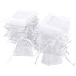 Lot de 100 sachets en organza blanc, 7 x 9 cm, pochette cadeau en organza, pochette � bijoux, sachets ...