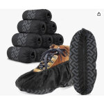 Lot de 100 surchaussures jetables noir antid�rapants en non tiss� jetables / r�utilisables, motif grip, ...