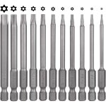 Lot de 11 embouts de tournevis torx - 75 mm - en acier s2 - magn�tique - 6 pans - t6 t7 t8 t9 t10 t15 ...