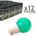 Lot de 12 ampoules led b22 1, 5w vertes incassables (équivalence 15w) pour guirlande extérieure limão ... Lot de 12 ampoules led b22 1, 5w vertes incassables (équivalence 15w) pour guirlande extérieure limão ...