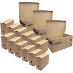 Lot de 12 boites archives taille xl - 54 x 36 x 28 cm - caisse de stockage incluse - pack and move