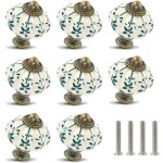 Lot de 12 boutons en c�ramique ivoire et verte - boutons d'armoire citrouille boutons de commode r�tro ...