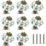 Lot de 12 boutons en c�ramique ivoire et verte - boutons d'armoire citrouille boutons de commode r�tro ...