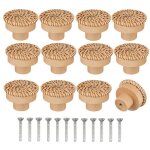 Lot de 12 boutons de commode ronds en rotin de style bohme - fabriqus  la main - avec vis - pour meubles ...