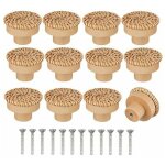 Lot de 12 boutons de commode en rotin de style bohme - faits  la main - inclus vis - convient pour ...