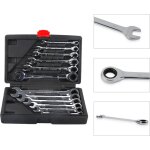 Lot de 12 cl mixte droite  cliquet 8 - 19 mm - 72 dents - systme mtrique - chrome vanadium - aqrau ...