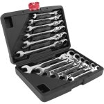 Lot de 12 cls plates, cl plate  cliquet mixtes rglable, jeu de cls mixtes avec bote  outils, 8 ...
