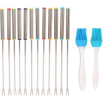 Lot de 12 fourchettes � fondue de 24 cm en acier inoxydable, avec manche r�sistant � la chaleur, ustensiles ...