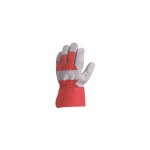 Lot de 12 paires de gants manutention docker crote vachette - toile rouge taille 8