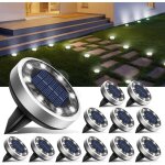 Lot de 12 lampe solaire au sol, 8 led jardin exterieur solaire etanche lumiere solaire, spot solaire ...