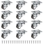 Lot de 12 petites roulettes pivotantes � 360� de 12 mm, silencieuses, pour petits meubles, tables, armoires, ...
