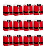 Lot de 12 sacs cadeaux p�re no�l, sacs en papier kraft � motifs de boutons p�re no�l, sacs � bonbons, ...