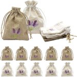 Lot de 12 sachets de lavande vides � remplir, sacs en toile de jute avec cordon de serrage, coton et ...