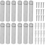 Lot de 12 vis d'entretoise en acier inoxydable 12x60 mm pour supports de panneaux, avec chevilles murales ...