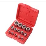Lot de 14 douilles torx femelles avec tui, 1 / 4', 3 / 8', 1 / 2'. coffret de douilles torx e4 - e24 ...