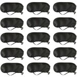 Lot de 15 masques de sommeil pour les yeux doux avec coussinet de nez noir