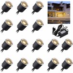 Lot de 16 spots led encastrables - 12 v - blanc chaud - ip67 - tanche - 0. 6 w - diamtre : 32 mm - ...