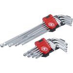 Bgs technic - lot 18 cles coudees longues profil torx t10 - t50 et six pans males 1, 5 - 10mm