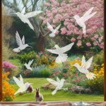 Lot de 18 grands autocollants anti - collision en forme d'oiseau blanc pour fen�tres et portes en verre ...