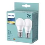 Lot de 2 ampoules led 10w a60 e27 chaud fr nd 2pf / 6 disc philips Lot de 2 ampoules led 10w a60 e27 chaud fr nd 2pf / 6 disc philips